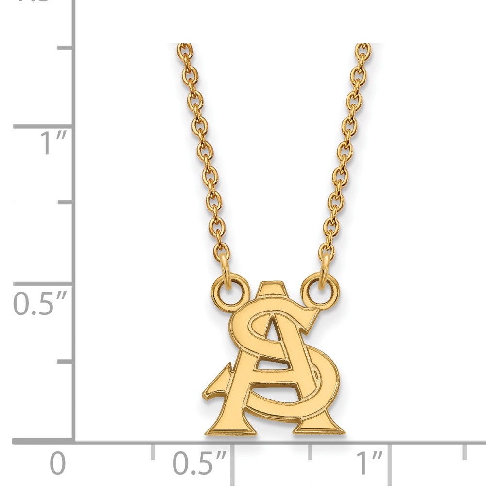 Vergoldet Sterlingsilber Logoart Arizona State University Klein Anhänger 18 Zoll Halskette