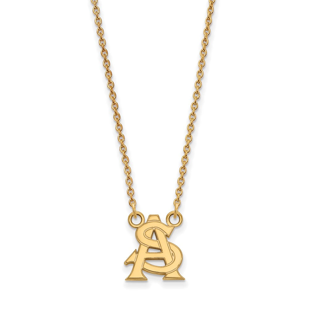 Vergoldet Sterlingsilber Logoart Arizona State University Klein Anhänger 18 Zoll Halskette