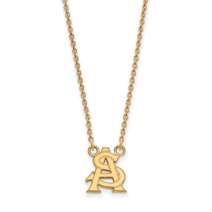 Vergoldet Sterlingsilber Logoart Arizona State University Klein Anhänger 18 Zoll Halskette