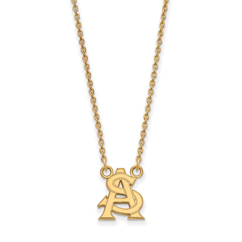 Vergoldet Sterlingsilber Logoart Arizona State University Klein Anhänger 18 Zoll Halskette