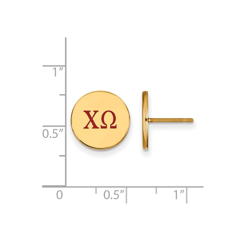 Vergoldet Sterlingsilber Logoart Chi Omega Sorority Greek Buchstaben Farbe Emaille Ohrstecker