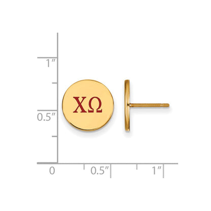 Vergoldet Sterlingsilber Logoart Chi Omega Sorority Greek Buchstaben Farbe Emaille Ohrstecker