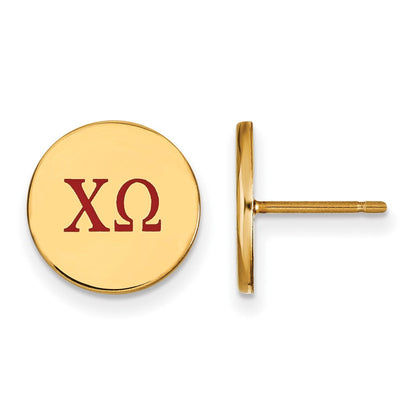 Vergoldet Sterlingsilber Logoart Chi Omega Sorority Greek Buchstaben Farbe Emaille Ohrstecker