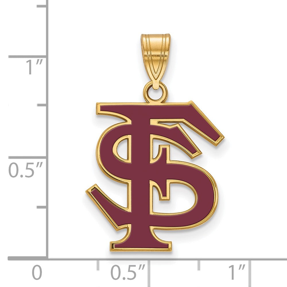 Vergoldet Sterlingsilber Logoart Florida State University F S Groß Emailliert Anhänger