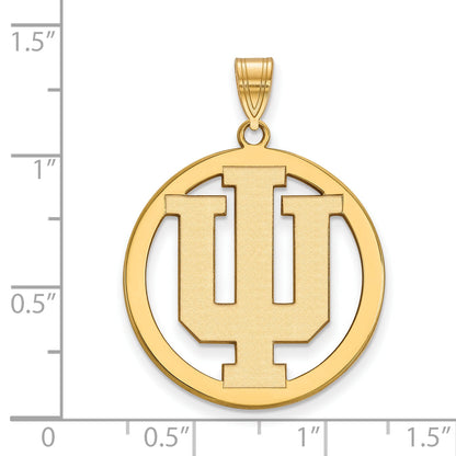 Vergoldet Sterlingsilber Logoart Indiana University I U Extra Groß Kreis Anhänger