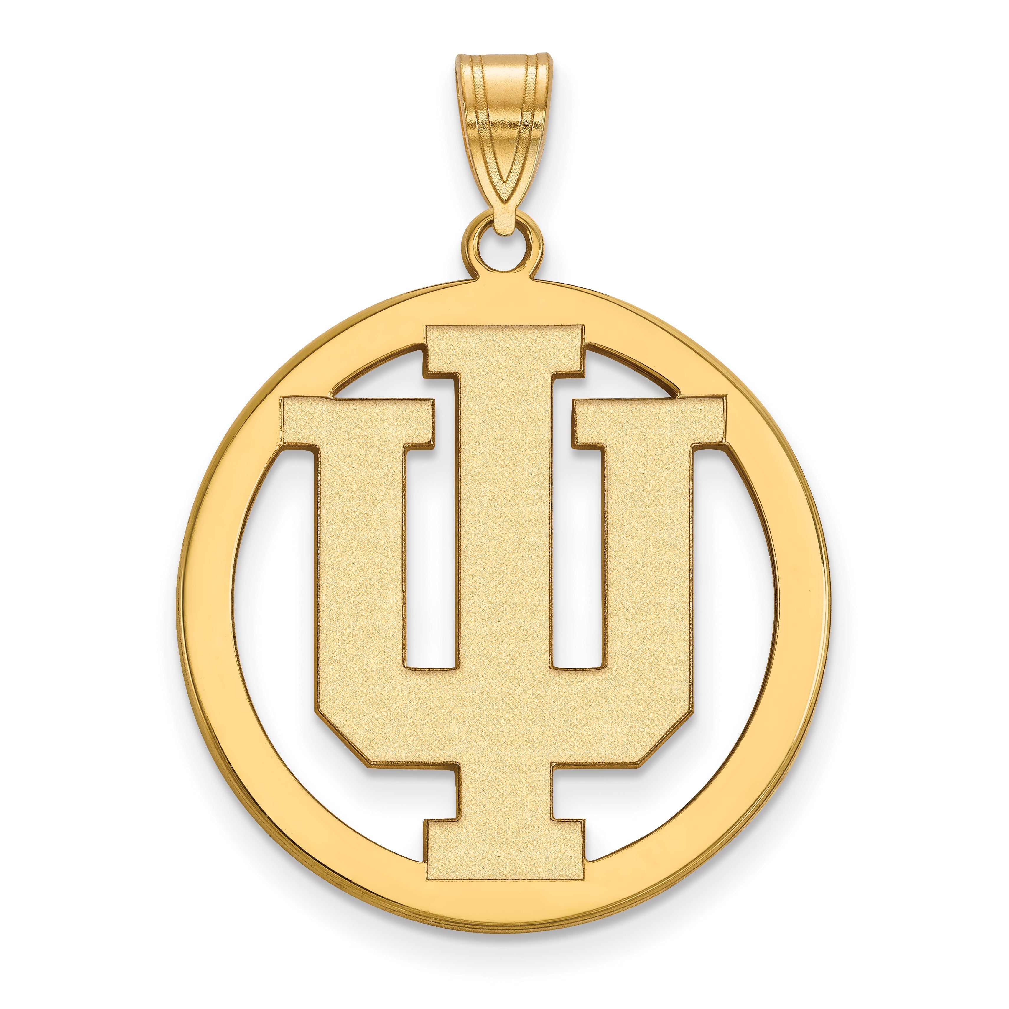 Vergoldet Sterlingsilber Logoart Indiana University I U Extra Groß Kreis Anhänger
