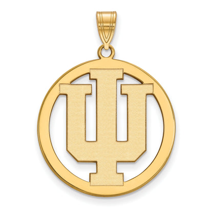 Vergoldet Sterlingsilber Logoart Indiana University I U Extra Groß Kreis Anhänger