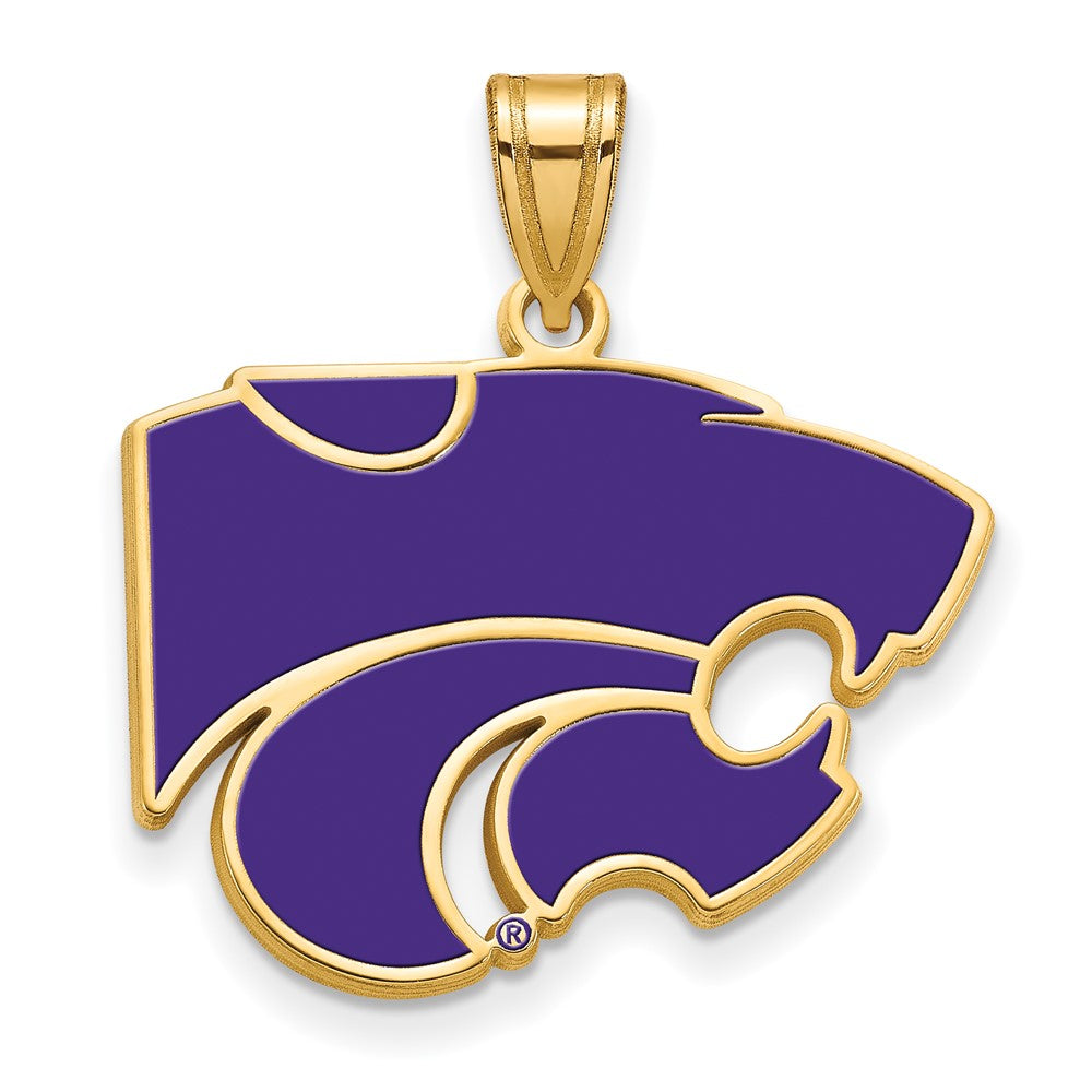 Vergoldet Sterlingsilber Logoart Kansas State University Wildkatze Groß Emailliert Anhänger