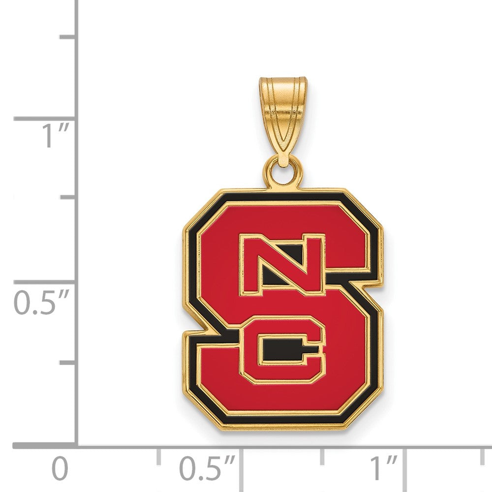 Vergoldet Sterlingsilber Logoart North Carolina State University N C S Groß Emailliert Anhänger