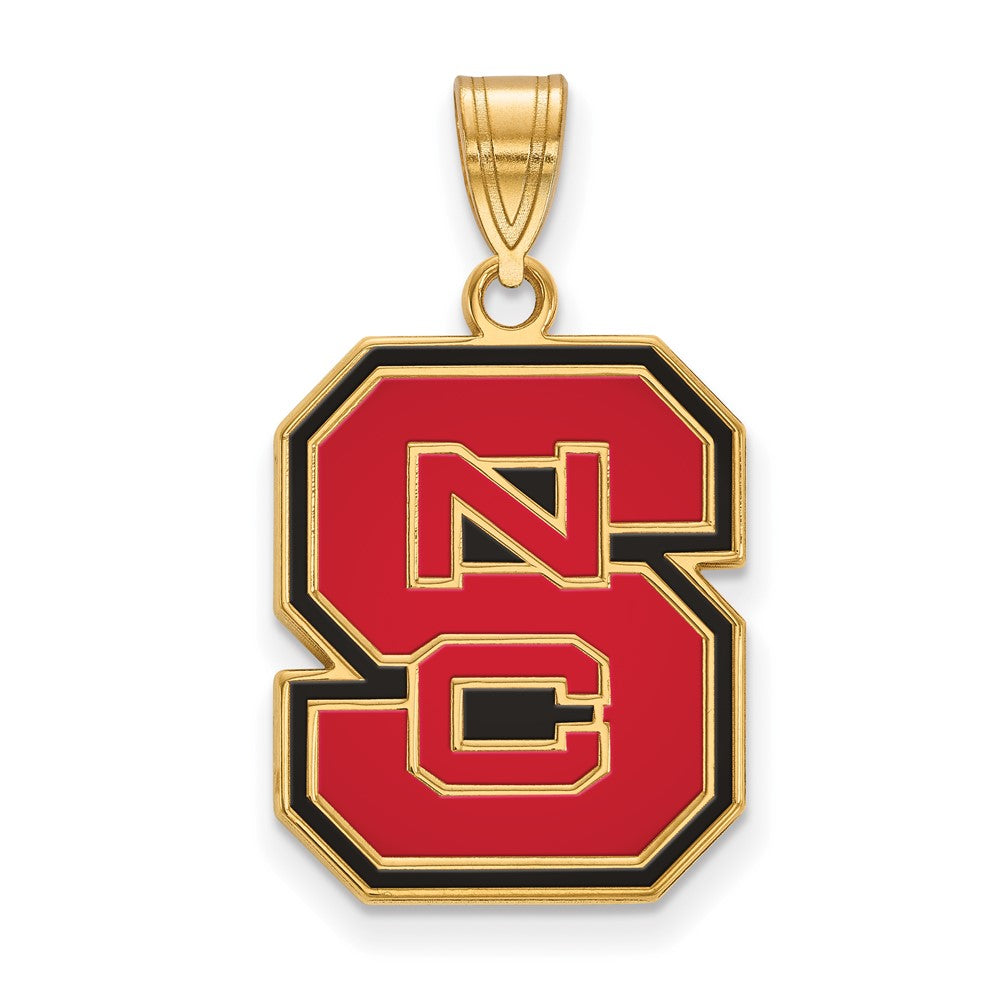 Vergoldet Sterlingsilber Logoart North Carolina State University N C S Groß Emailliert Anhänger