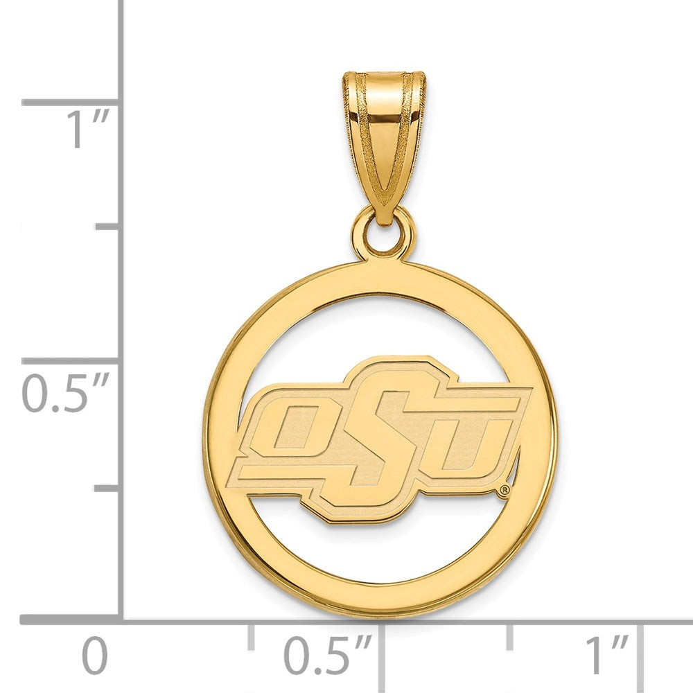 Vergoldet Sterlingsilber Logoart Oklahoma State University O S U Klein Kreis Anhänger