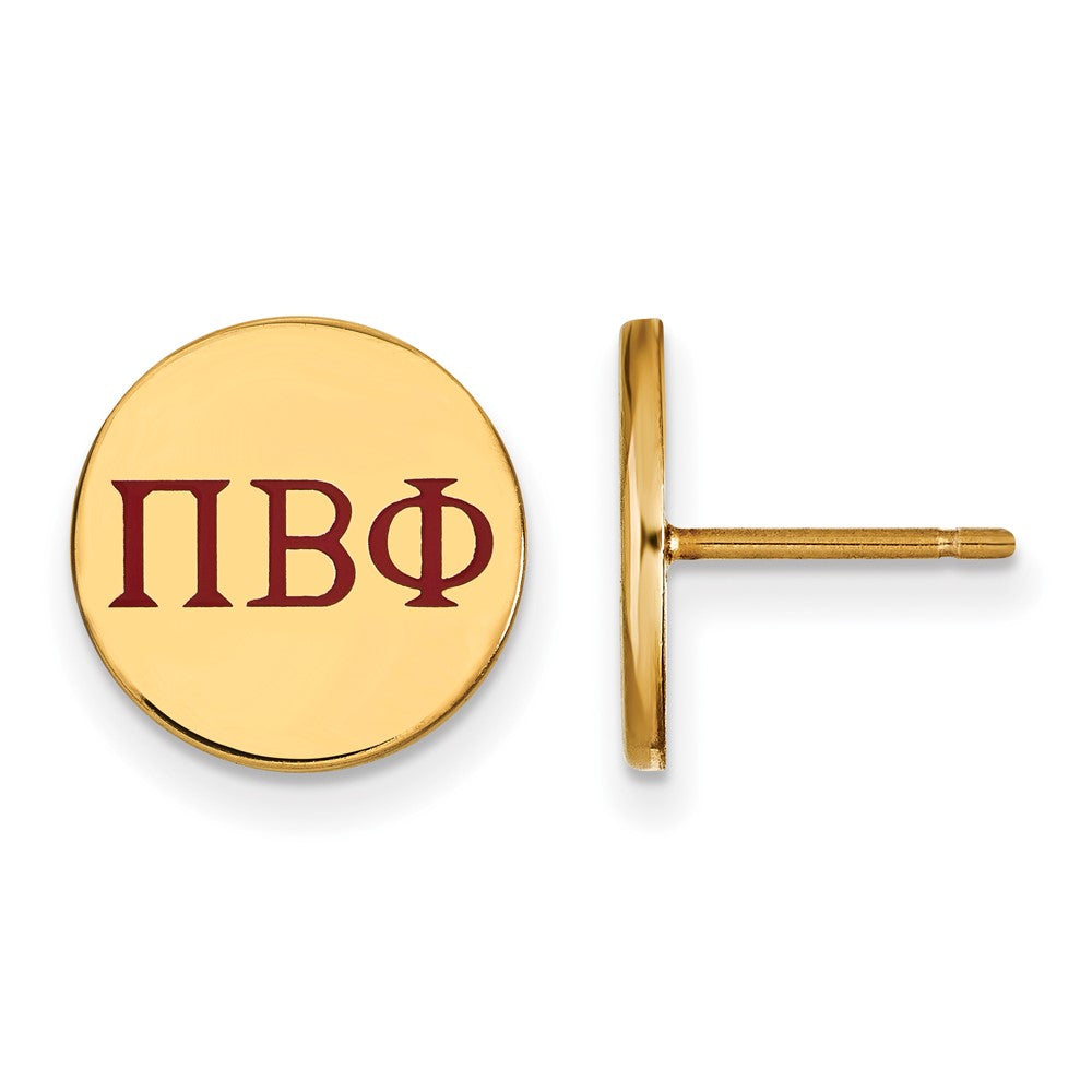 Vergoldet Sterlingsilber Logoart Pi Beta Phi Sorority Greek Buchstaben Farbe Emaille Ohrstecker