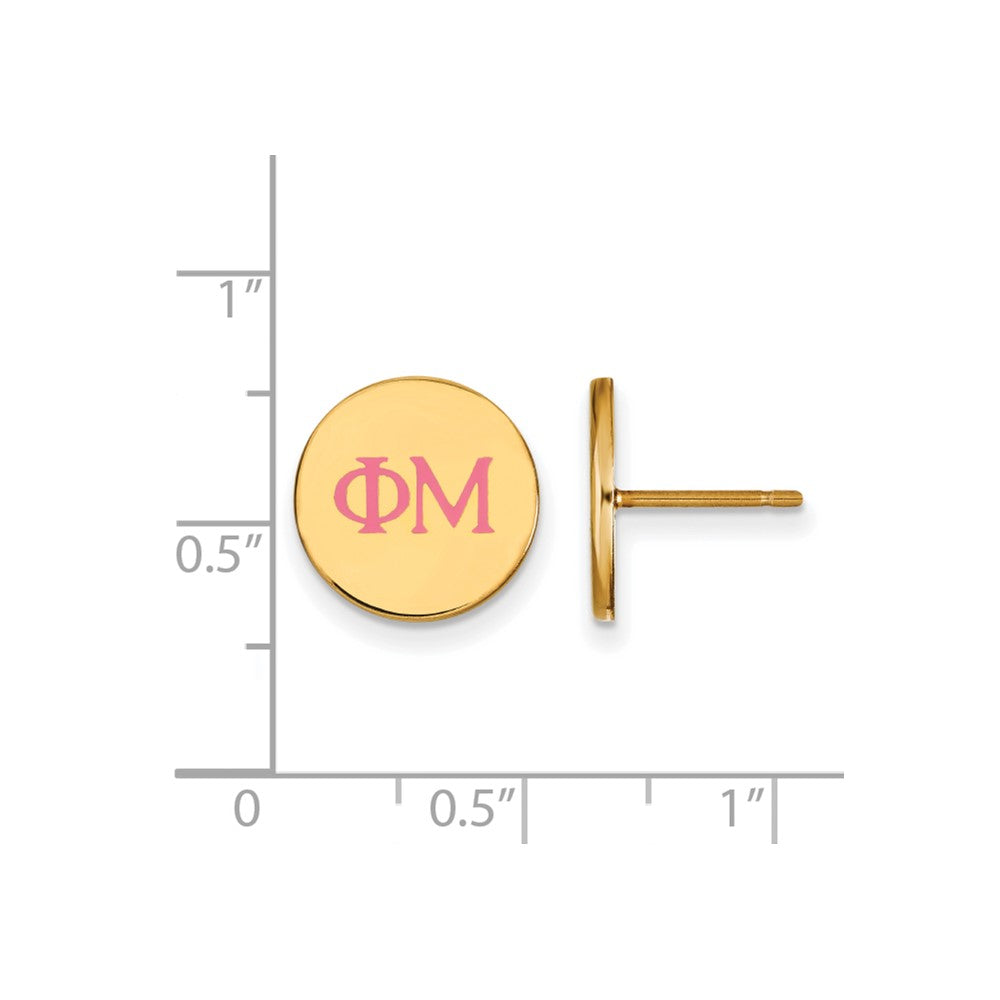 Vergoldet Sterlingsilber Logoart Phi Mu Sorority Greek Buchstaben Farbe Emaille Ohrstecker