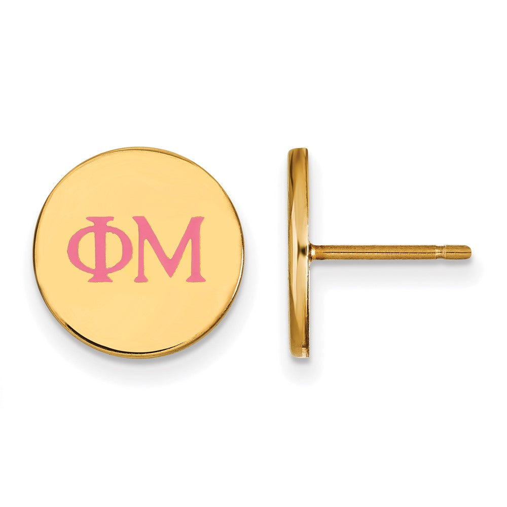 Vergoldet Sterlingsilber Logoart Phi Mu Sorority Greek Buchstaben Farbe Emaille Ohrstecker