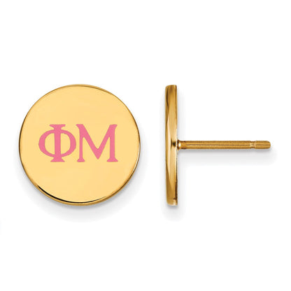 Vergoldet Sterlingsilber Logoart Phi Mu Sorority Greek Buchstaben Farbe Emaille Ohrstecker