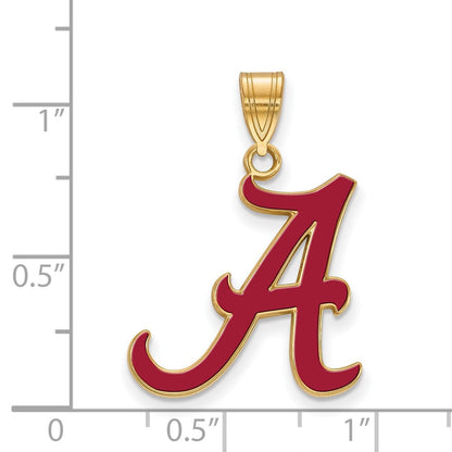 Vergoldet Sterlingsilber Logoart University Of Alabama Buchstabe A Groß Emailliert Anhänger
