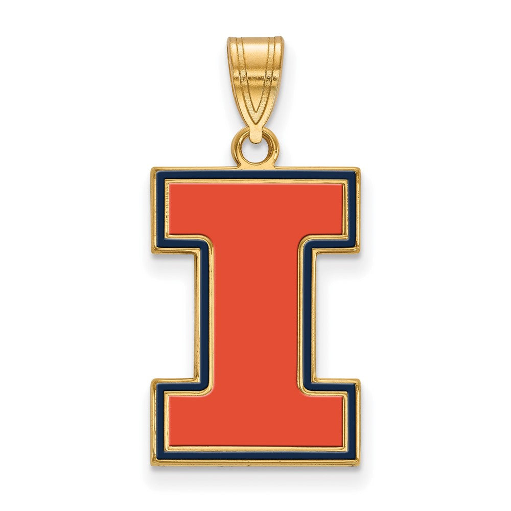 Vergoldet Sterlingsilber Logoart University Of Illinois Buchstabe I Groß Emailliert Anhänger