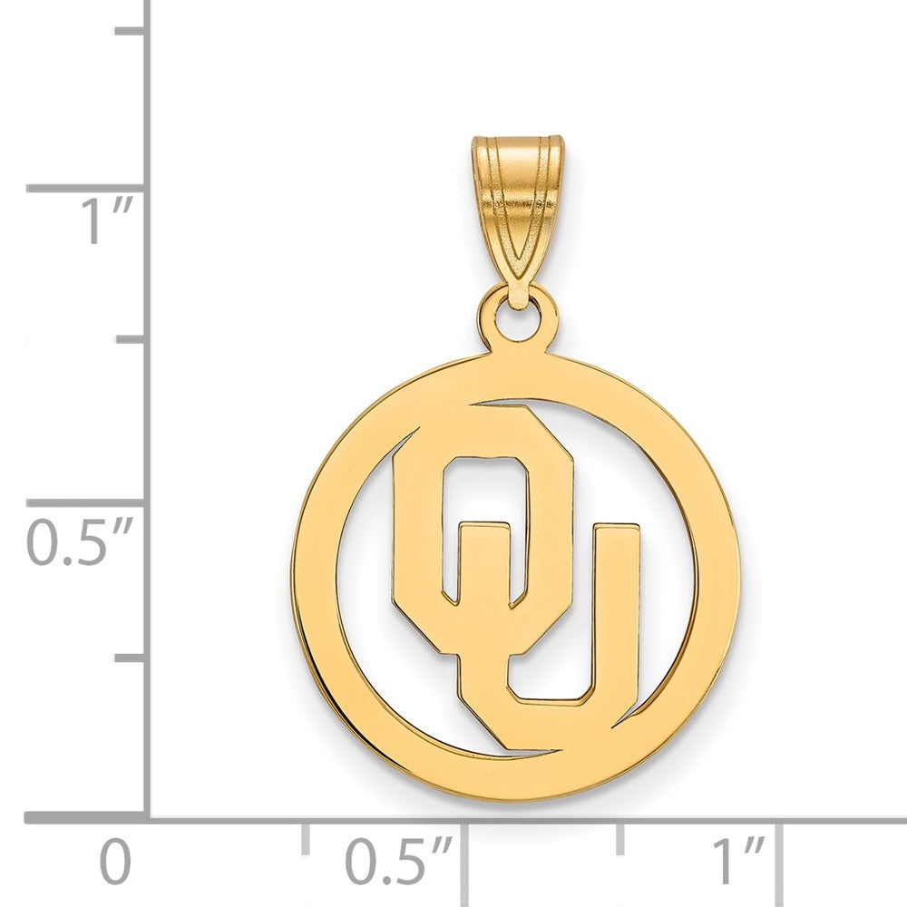 Vergoldet Sterlingsilber Logoart University Of Oklahoma O U Mittel Kreis Anhänger