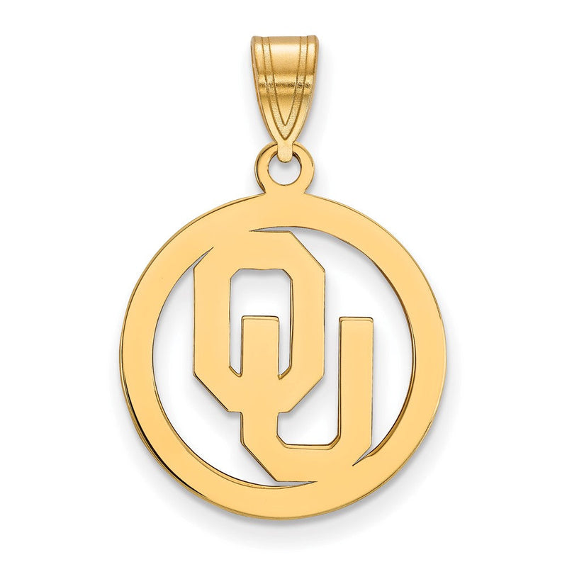 Vergoldet Sterlingsilber Logoart University Of Oklahoma O U Mittel Kreis Anhänger