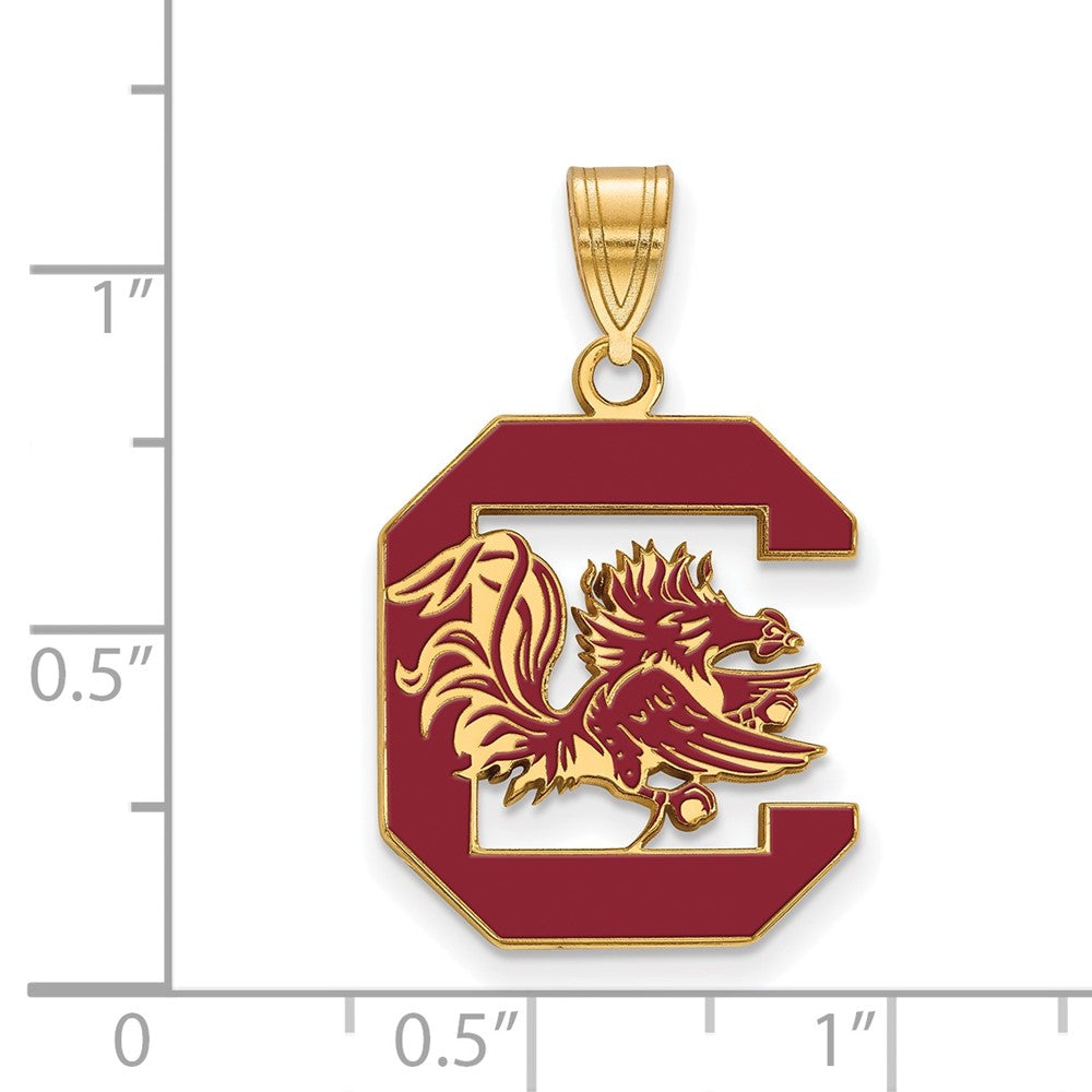 Vergoldet Sterlingsilber Logoart University Of South Carolina Lg Emailliert Anhänger