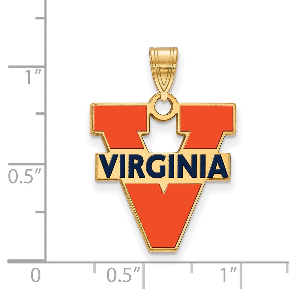 Vergoldet Sterlingsilber Logoart University Of Virginia Groß Emailliert Anhänger