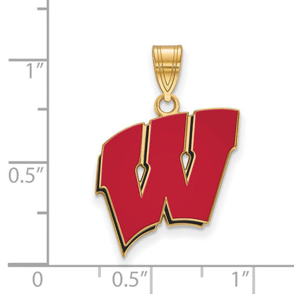 Vergoldet Sterlingsilber Logoart University Of Wisconsin Buchstabe W Groß Emailliert Anhänger