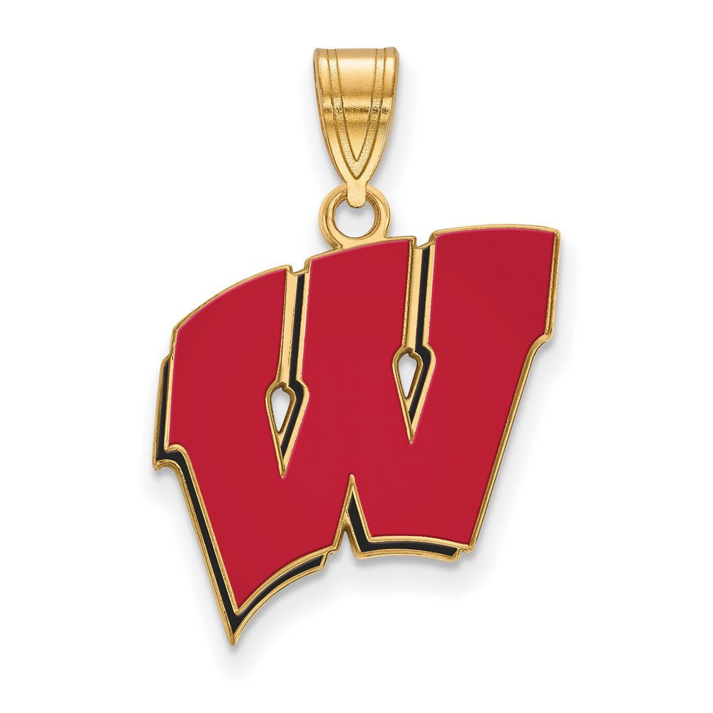 Vergoldet Sterlingsilber Logoart University Of Wisconsin Buchstabe W Groß Emailliert Anhänger