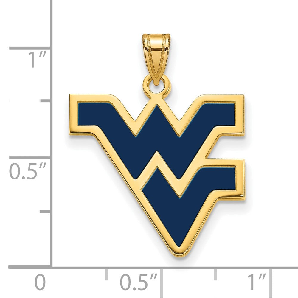 Vergoldet Sterlingsilber Logoart West Virginia University W V Groß Emailliert Anhänger