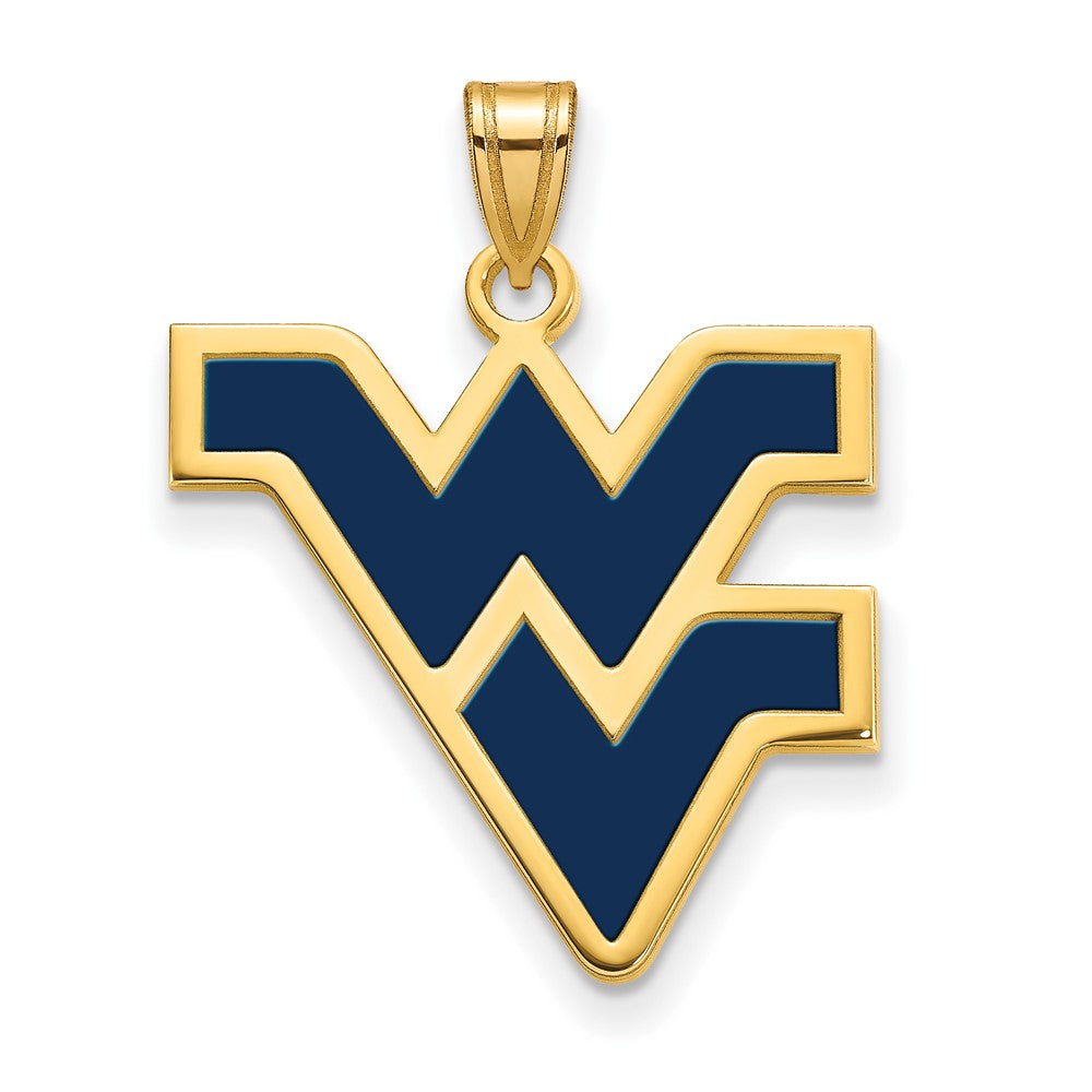 Vergoldet Sterlingsilber Logoart West Virginia University W V Groß Emailliert Anhänger