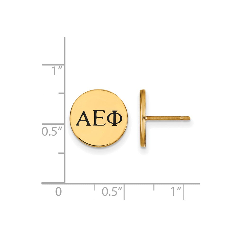 Vergoldet Sterlingsilber Logoart Alpha Epsilon Phi Sorority Greek Buchstaben Schwarz Emaille Ohrstecker