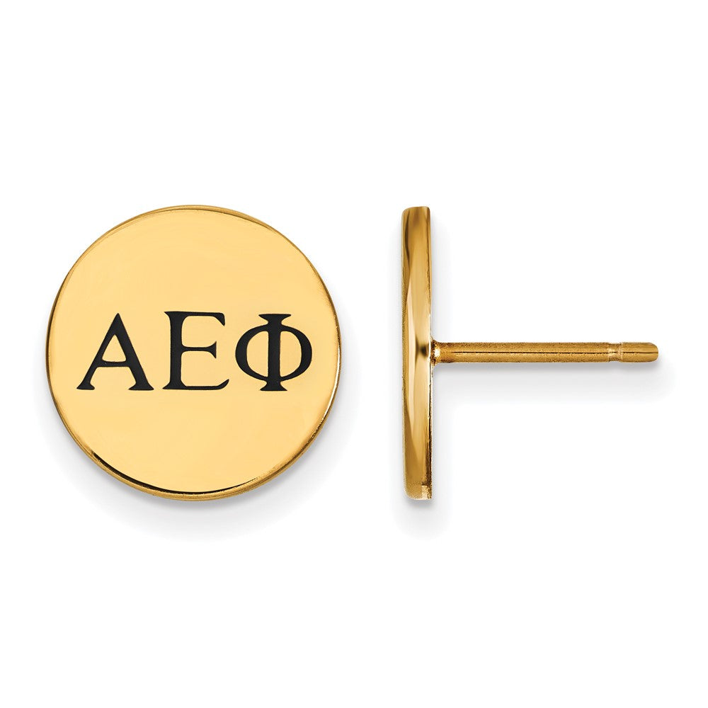 Vergoldet Sterlingsilber Logoart Alpha Epsilon Phi Sorority Greek Buchstaben Schwarz Emaille Ohrstecker