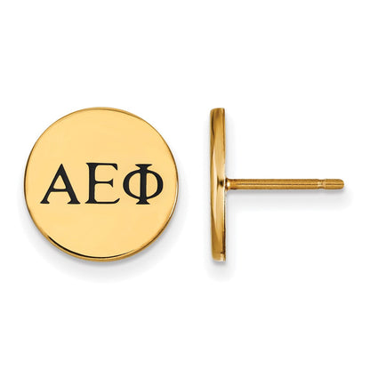 Vergoldet Sterlingsilber Logoart Alpha Epsilon Phi Sorority Greek Buchstaben Schwarz Emaille Ohrstecker