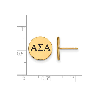 Vergoldet Sterlingsilber Logoart Alpha Sigma Sorority Greek Buchstaben Schwarz Emaille Ohrstecker