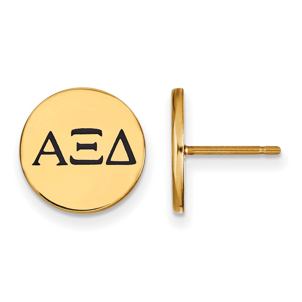 Vergoldet Sterlingsilber Logoart Alpha Xi Delta Sorority Greek Buchstaben Schwarz Emaille Ohrstecker