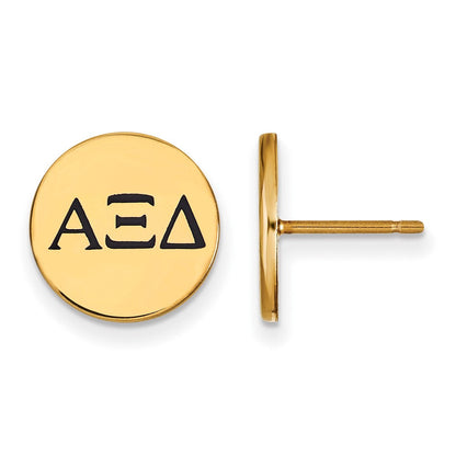Vergoldet Sterlingsilber Logoart Alpha Xi Delta Sorority Greek Buchstaben Schwarz Emaille Ohrstecker