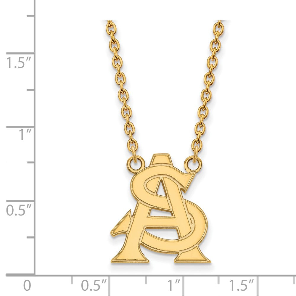 Vergoldet Sterlingsilber Logoart Arizona State University A S Groß Anhänger 18 Zoll Halskette