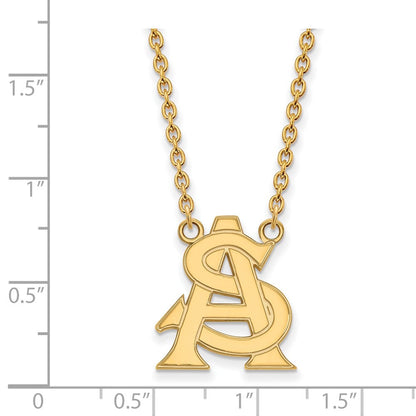 Vergoldet Sterlingsilber Logoart Arizona State University A S Groß Anhänger 18 Zoll Halskette