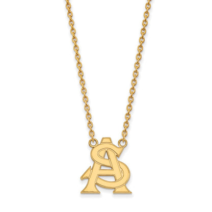 Vergoldet Sterlingsilber Logoart Arizona State University A S Groß Anhänger 18 Zoll Halskette