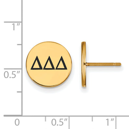 Vergoldet Sterlingsilber Logoart Delta Sorority Greek Buchstaben Schwarz Emaille Ohrstecker
