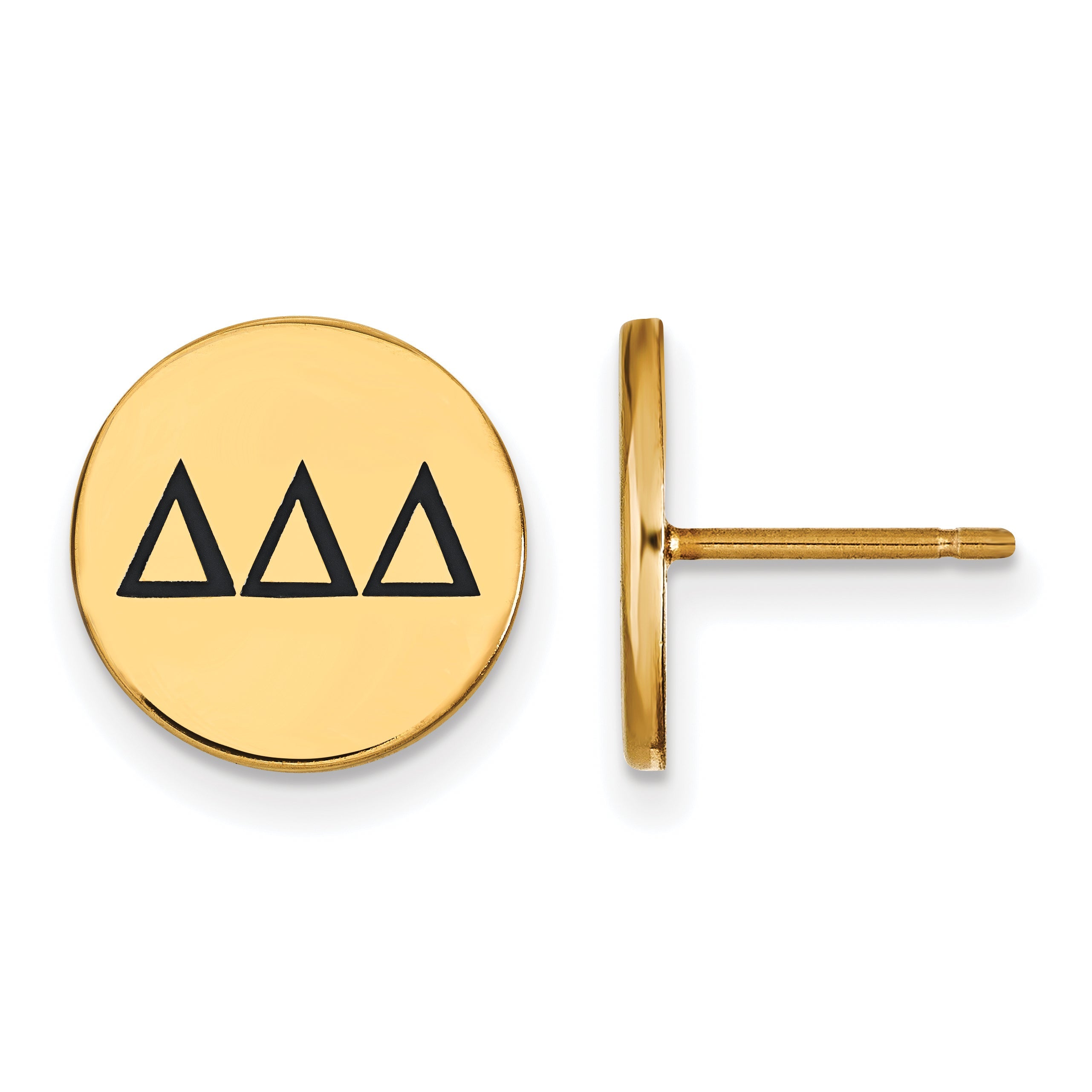 Vergoldet Sterlingsilber Logoart Delta Sorority Greek Buchstaben Schwarz Emaille Ohrstecker