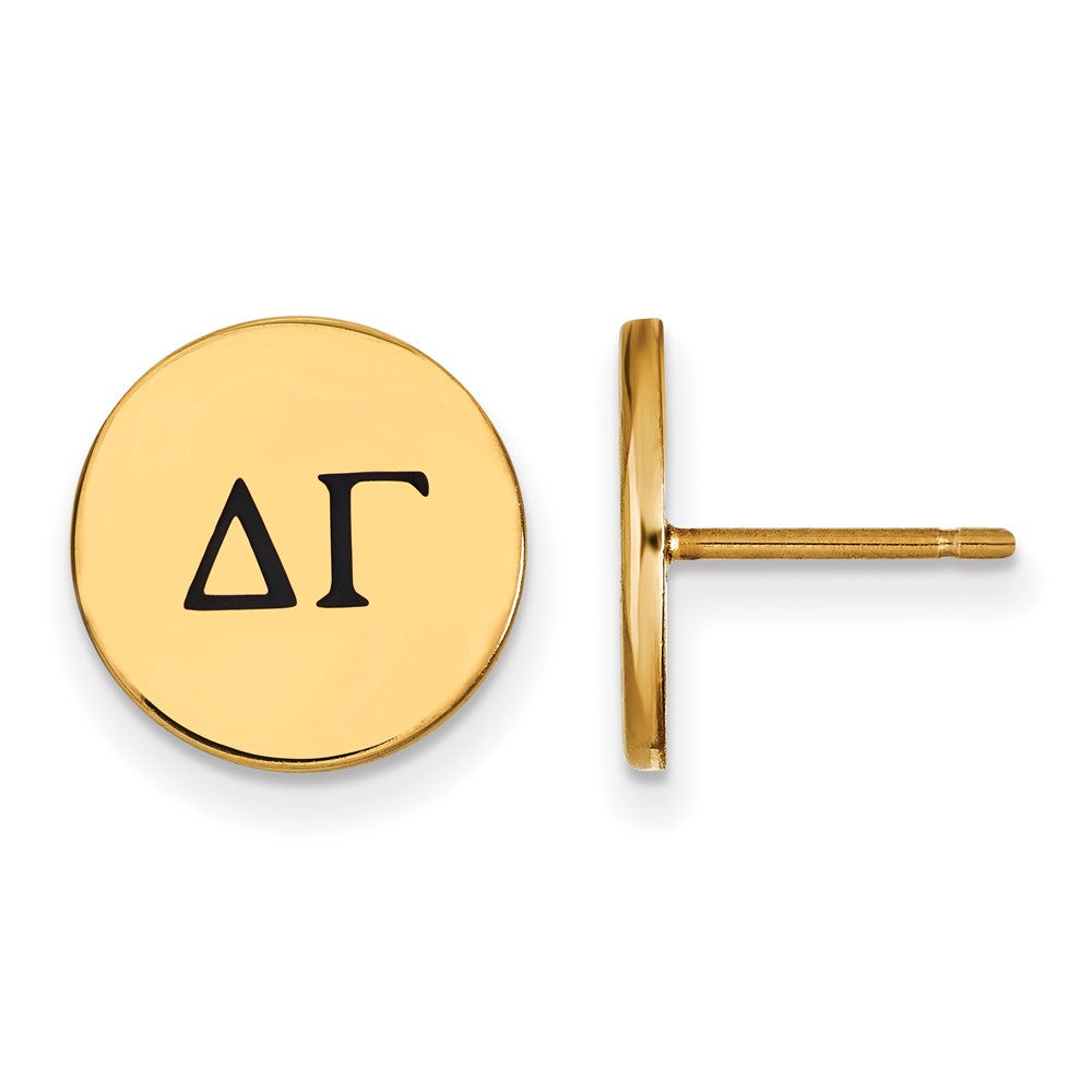 Vergoldet Sterlingsilber Logoart Delta Gamma Sorority Greek Buchstaben Schwarz Emaille Ohrstecker