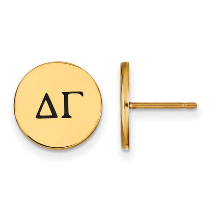 Vergoldet Sterlingsilber Logoart Delta Gamma Sorority Greek Buchstaben Schwarz Emaille Ohrstecker