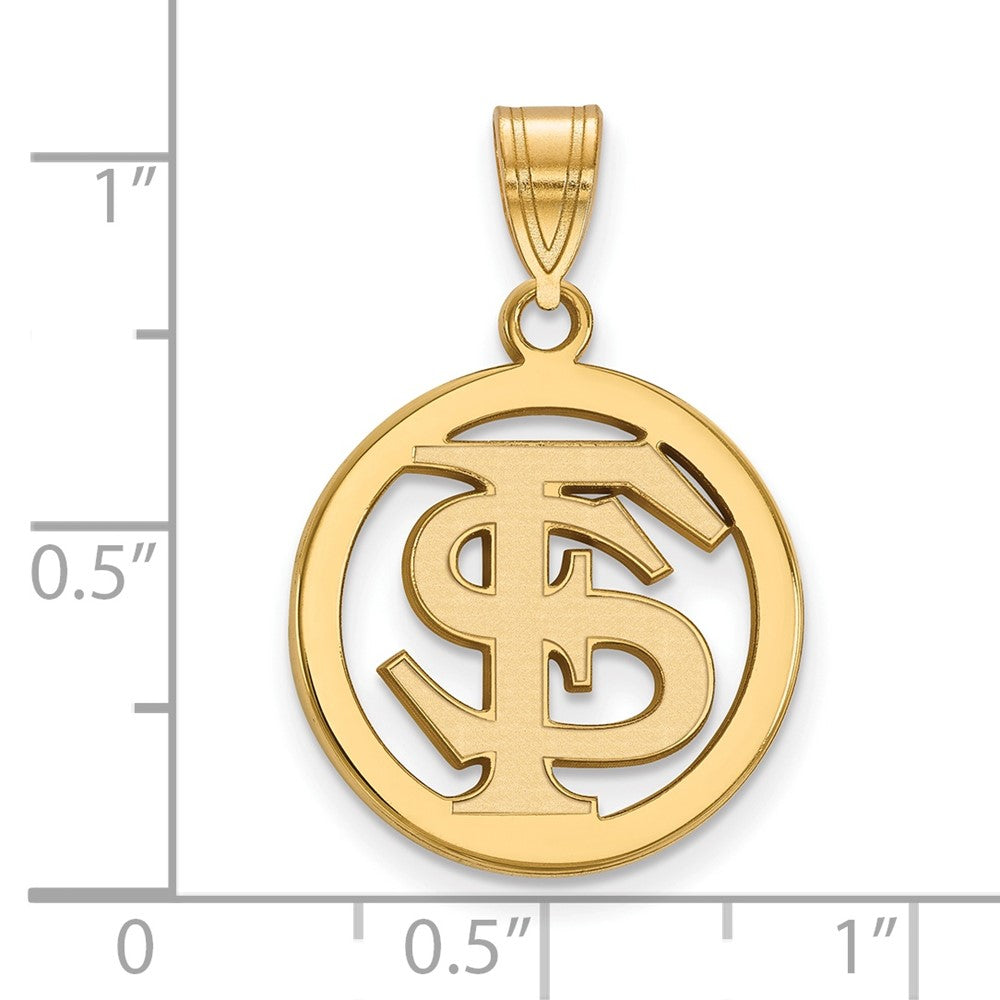 Vergoldet Sterlingsilber Logoart Florida State University F S Mittel Kreis Anhänger
