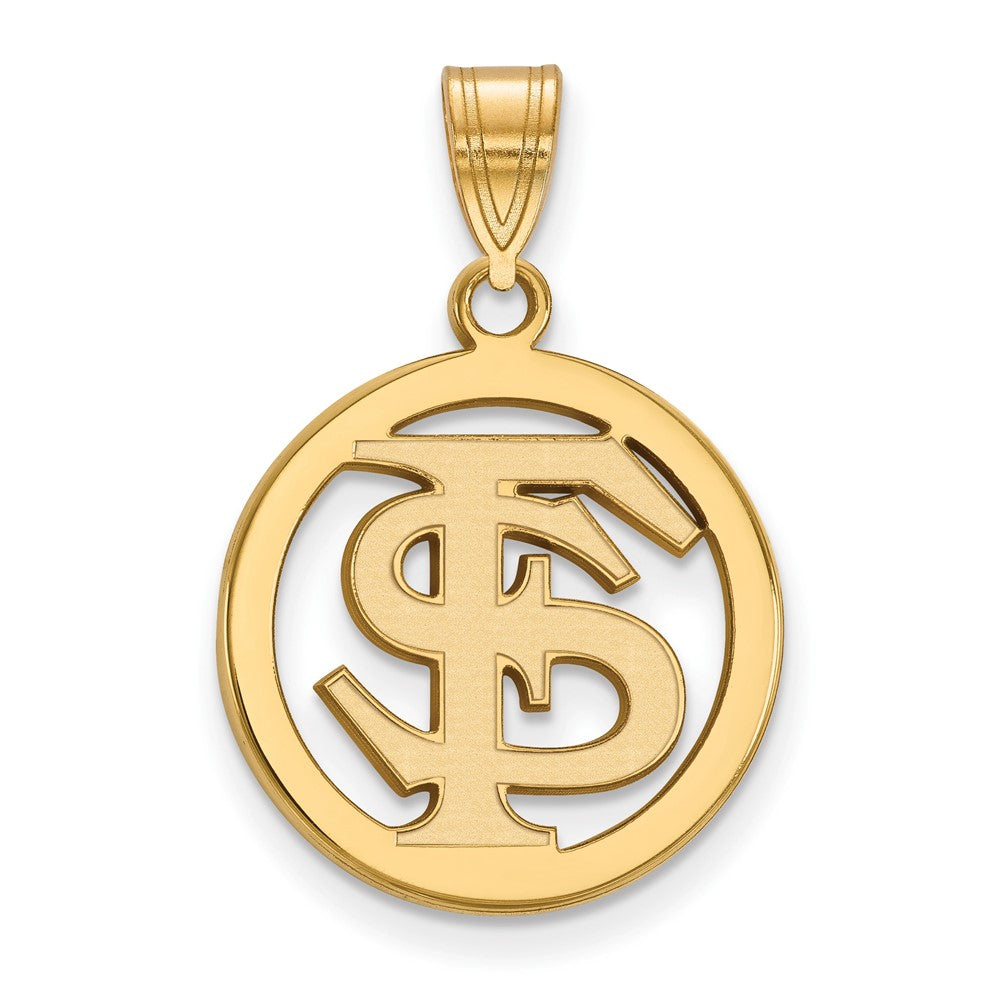 Vergoldet Sterlingsilber Logoart Florida State University F S Mittel Kreis Anhänger