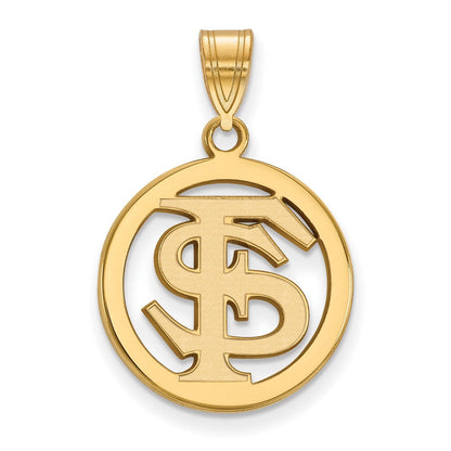 Vergoldet Sterlingsilber Logoart Florida State University F S Mittel Kreis Anhänger