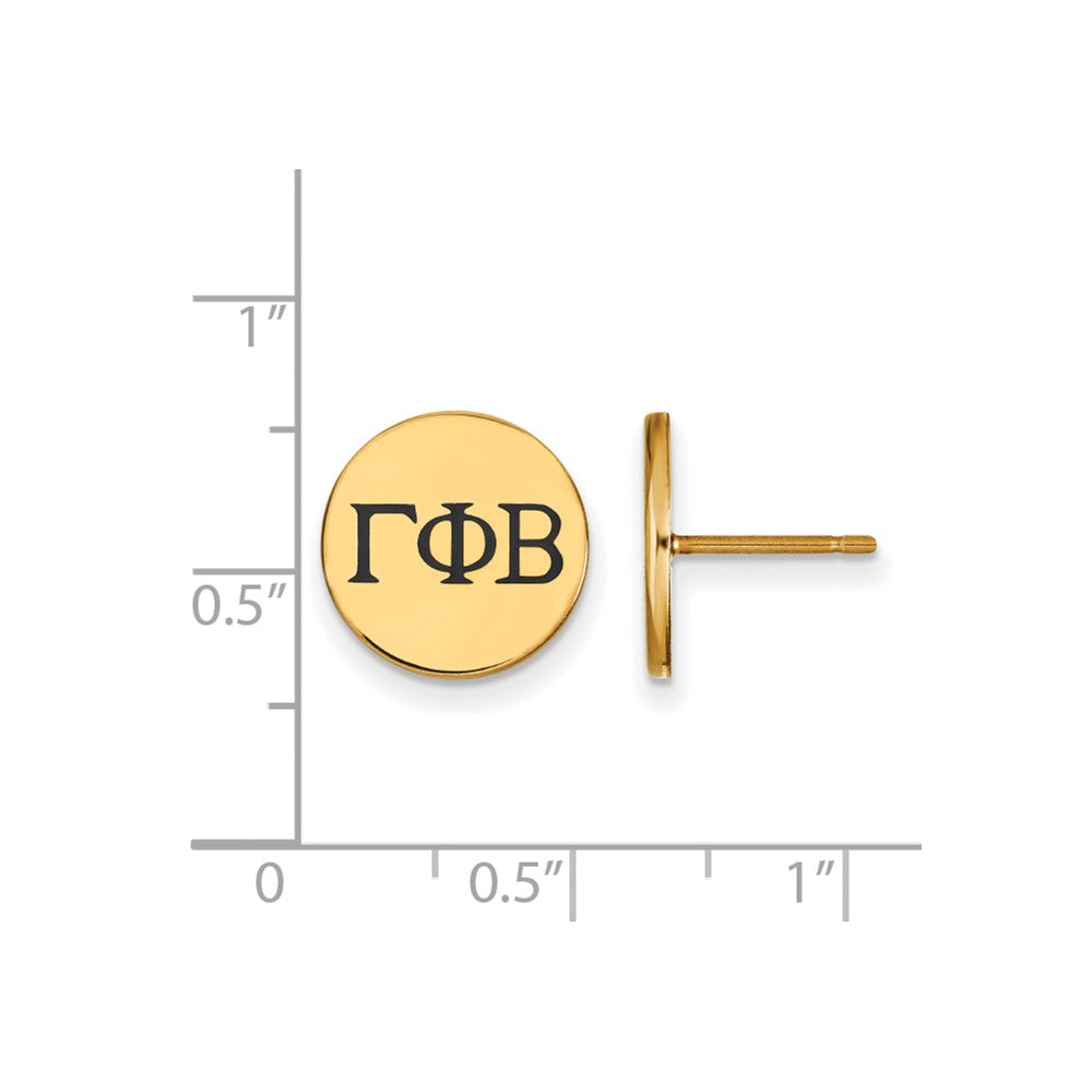 Vergoldet Sterlingsilber Logoart Gamma Phi Beta Sorority Greek Buchstaben Schwarz Emaille Ohrstecker