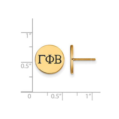 Vergoldet Sterlingsilber Logoart Gamma Phi Beta Sorority Greek Buchstaben Schwarz Emaille Ohrstecker