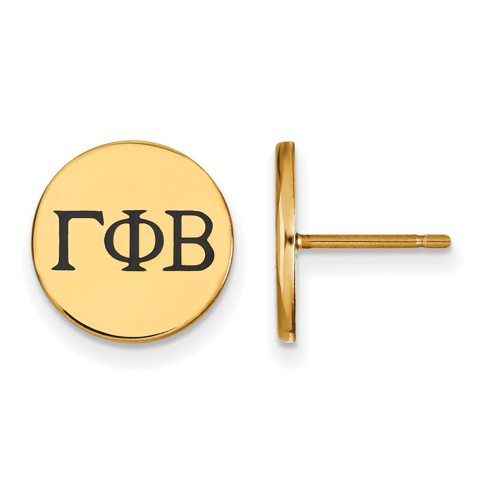 Vergoldet Sterlingsilber Logoart Gamma Phi Beta Sorority Greek Buchstaben Schwarz Emaille Ohrstecker