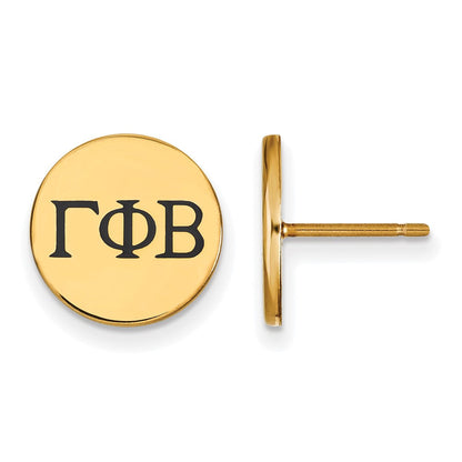 Vergoldet Sterlingsilber Logoart Gamma Phi Beta Sorority Greek Buchstaben Schwarz Emaille Ohrstecker