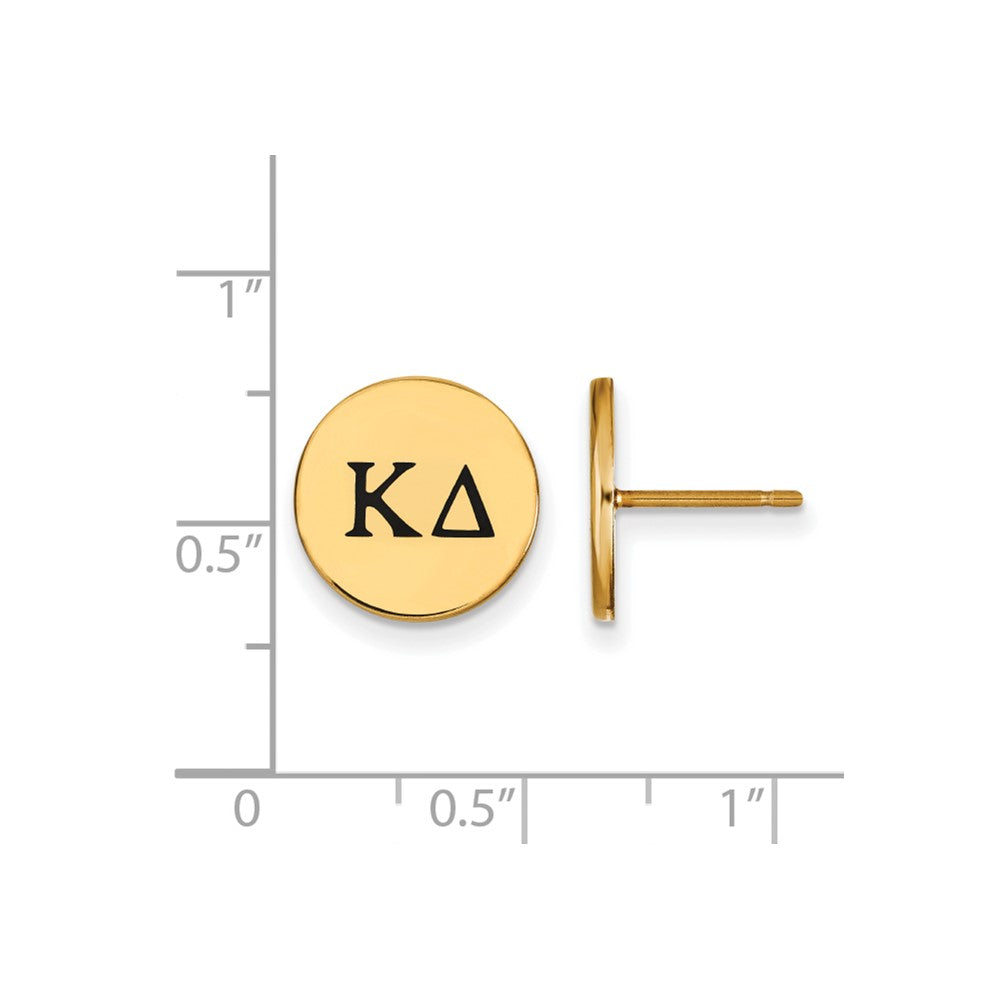 Vergoldet Sterlingsilber Logoart Kappa Delta Sorority Greek Buchstaben Schwarz Emaille Ohrstecker